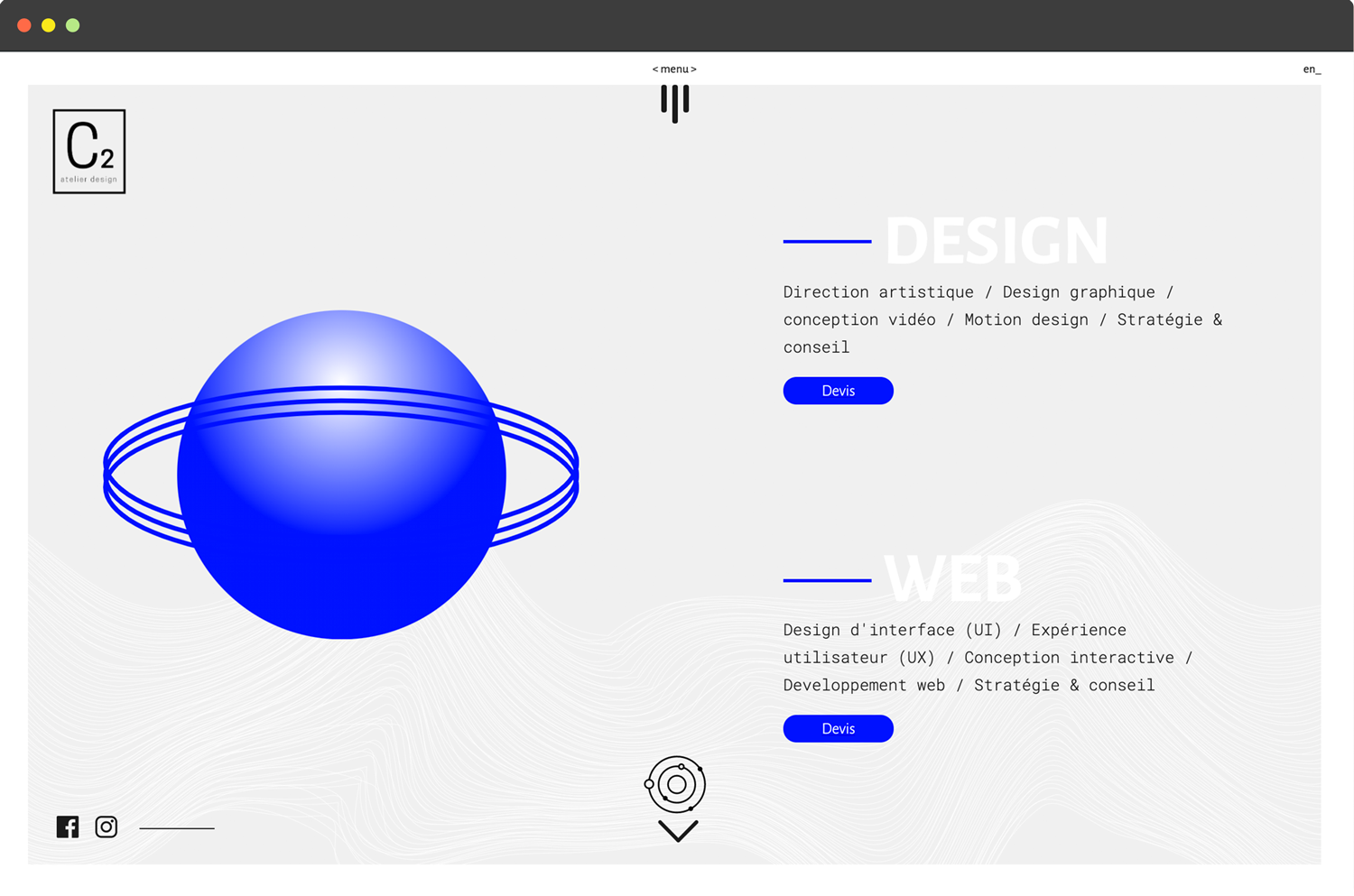 browser view of the services page