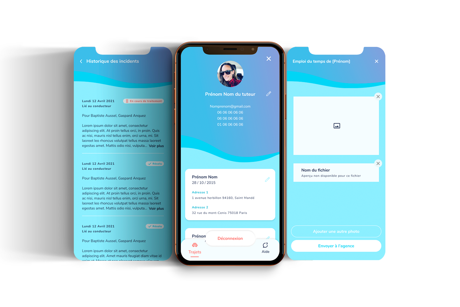 mockup of MyMobility profil interface